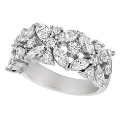 2 Karat Marquise Und Runder Echt Diamant Verlobungsband Weißgold 14K Neu