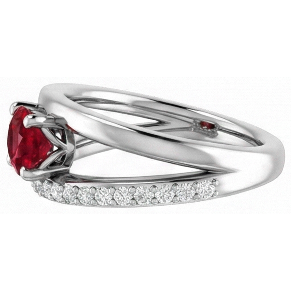 2 Karat Roter Rubin Mit Diamanten Ring Weißgold 14K