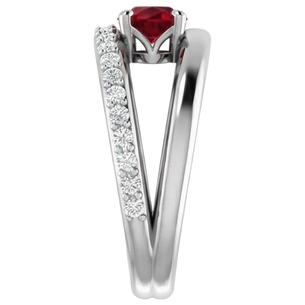 2 Karat Roter Rubin Mit Diamanten Ring Weißgold 14K