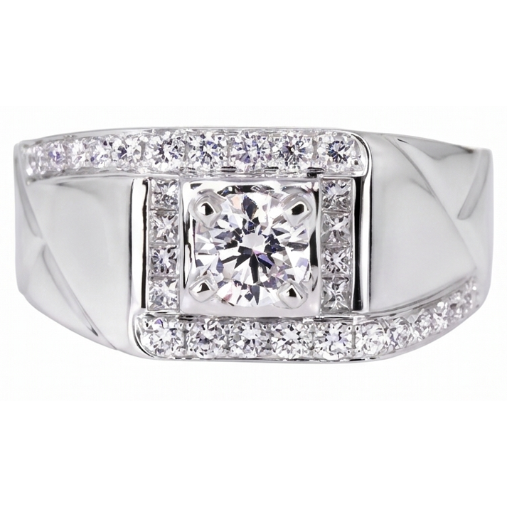 2 Karat Runder Natürliche Diamant Herren Jubiläumsring Weißgold 14K Schmuck
