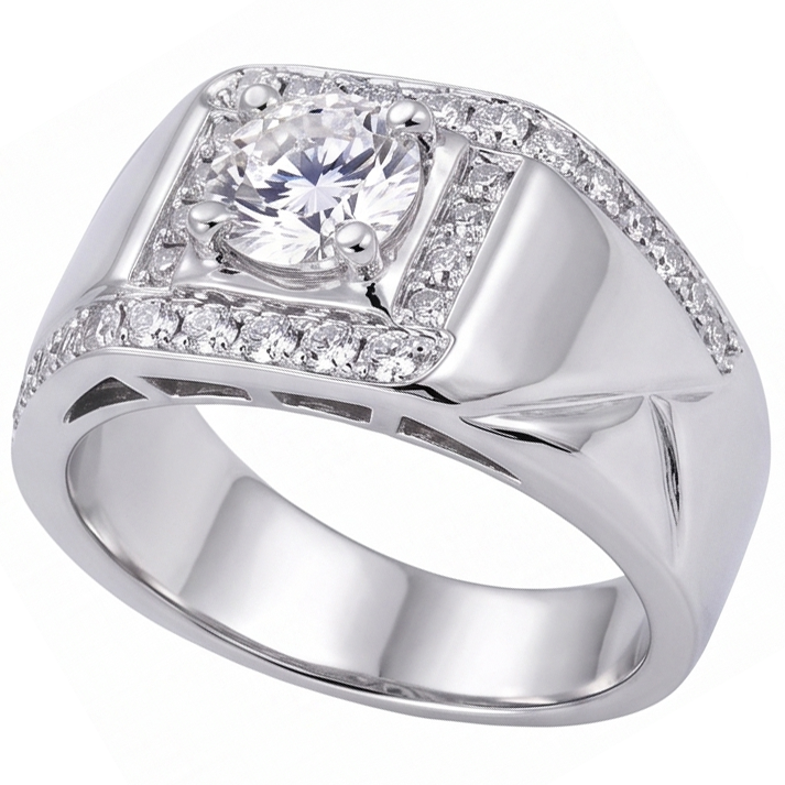 2 Karat Runder Natürliche Diamant Herren Jubiläumsring Weißgold 14K Schmuck