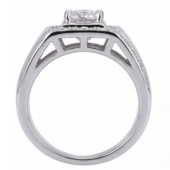 2 Karat Runder Natürliche Diamant Herren Jubiläumsring Weißgold 14K Schmuck