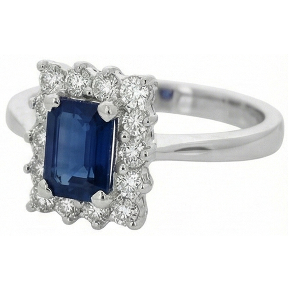 2 Karat Smaragd Ceylon Saphir und Diamant Ring Weißgold 14K