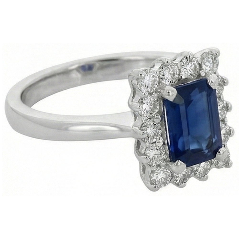 2 Karat Smaragd Ceylon Saphir und Diamant Ring Weißgold 14K