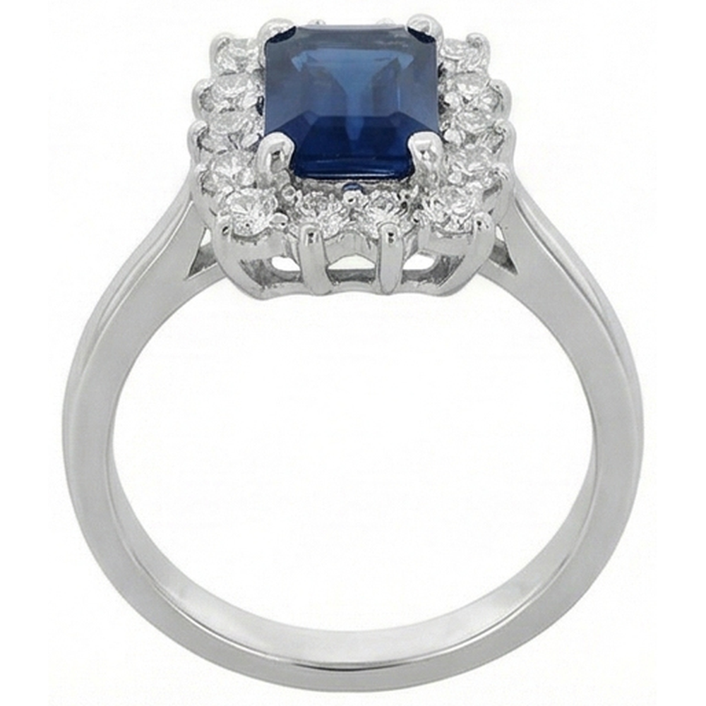 2 Karat Smaragd Ceylon Saphir und Diamant Ring Weißgold 14K