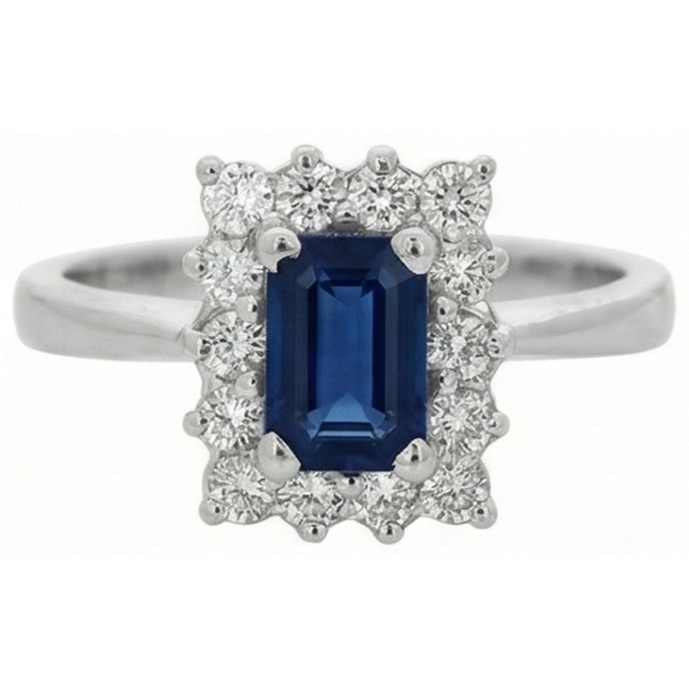 2 Karat Smaragd Ceylon Saphir und Diamant Ring Weißgold 14K