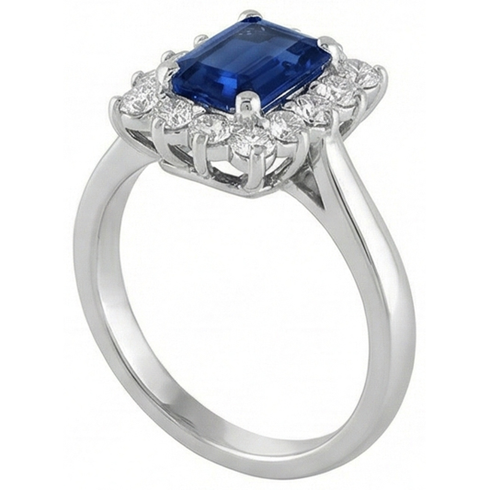 2 Karat Smaragd Ceylon Saphir und Diamant Ring Weißgold 14K