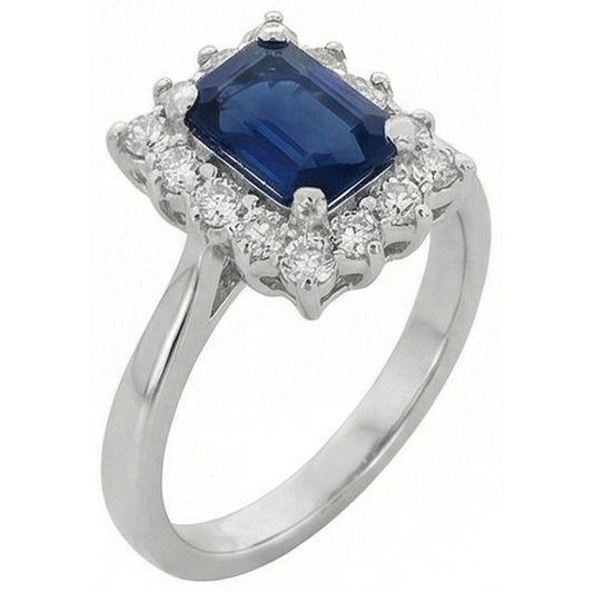 2 Karat Smaragd Ceylon Saphir und Diamant Ring Weißgold 14K