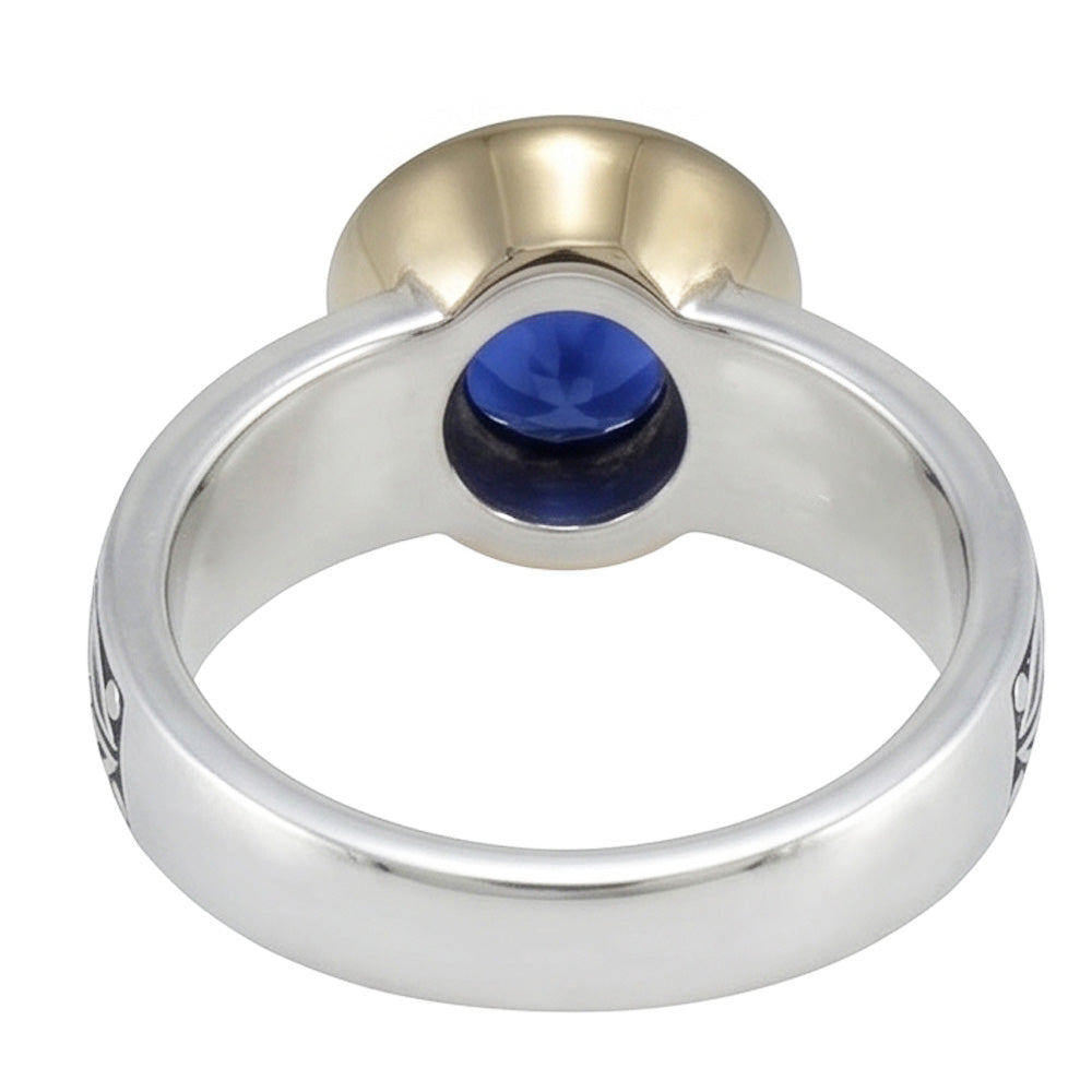 2 Karat Solitärring runder Tansanit AAA Antik-Stil Schmuck
