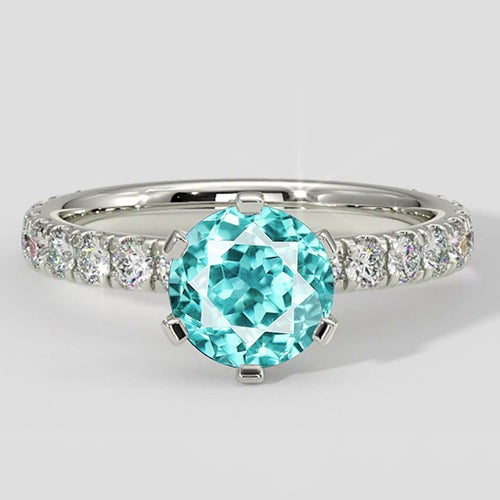 2-Karat-Verlobungsring mit Paraiba-Turmalin und Diamant