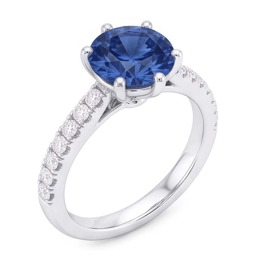 2 Karat blauer Diamant-Verlobungsring 6-Krappen-Edelstein