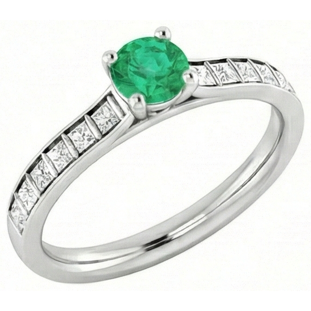 echter princess smaragd 2Karat ring Profilansicht