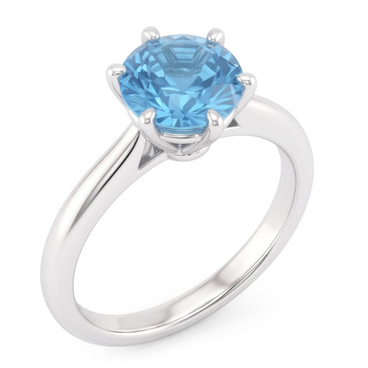 2 Kt Blauer Diamant Verlobungsring Weißgold