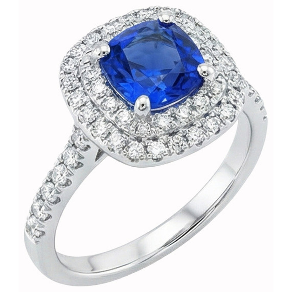 echter round saphir 14Karat ring Detailansicht