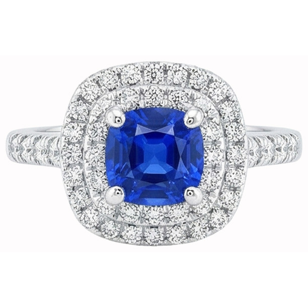 echter round saphir 14Karat ring Vorderansicht