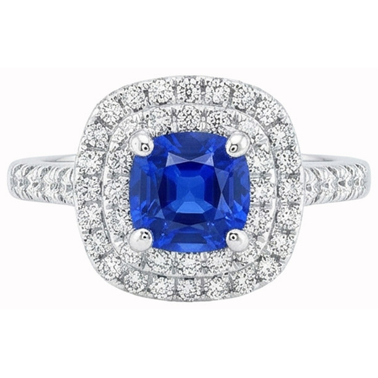 echter round saphir 14Karat ring Vorderansicht