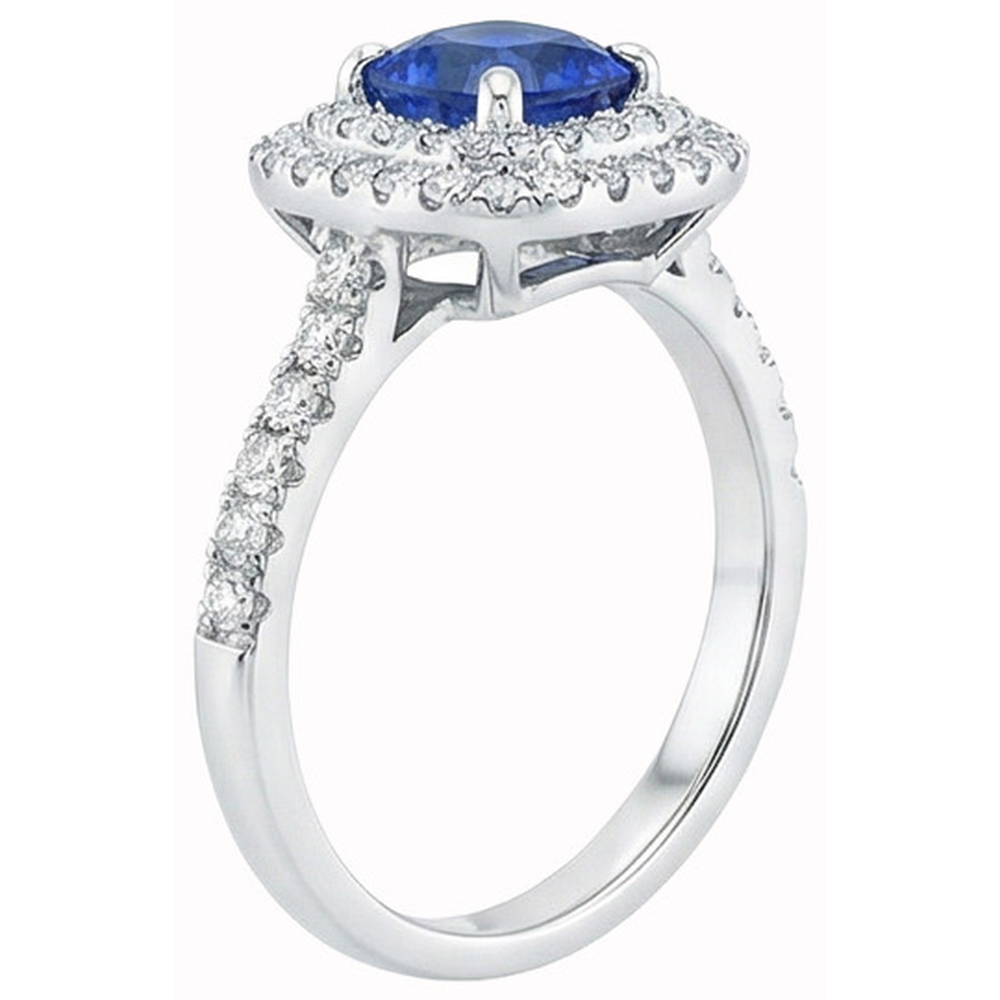 echter round saphir 14Karat ring Draufsicht