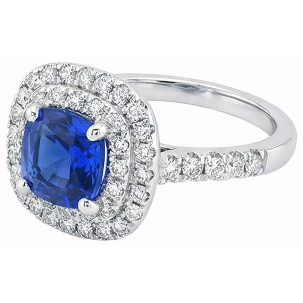 echter round saphir 14Karat ring Seitenansicht