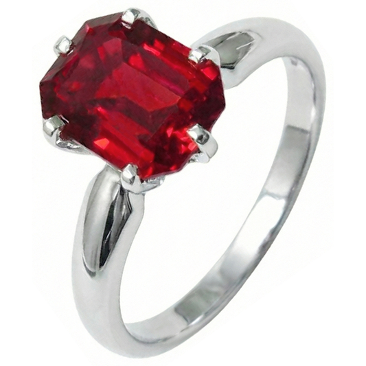 echter radiant rubin 2Karat ring Vorderansicht