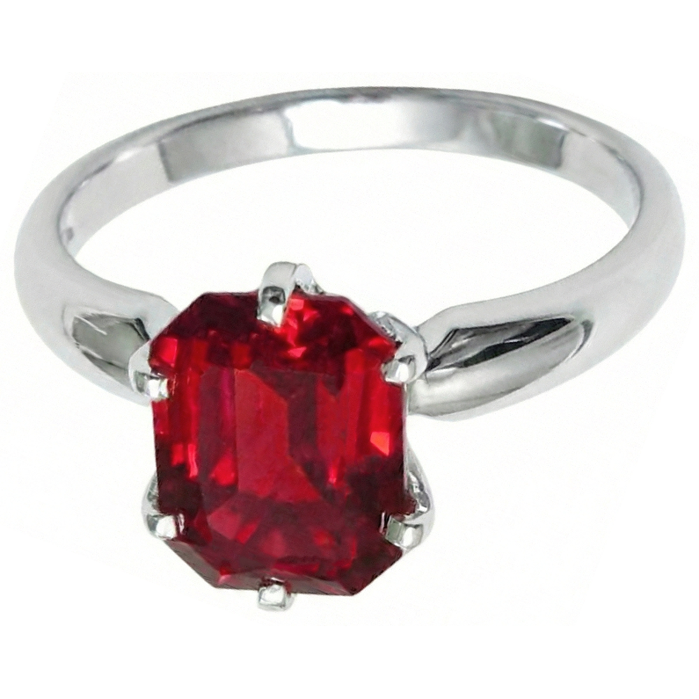 echter radiant rubin 2Karat ring Seitenansicht