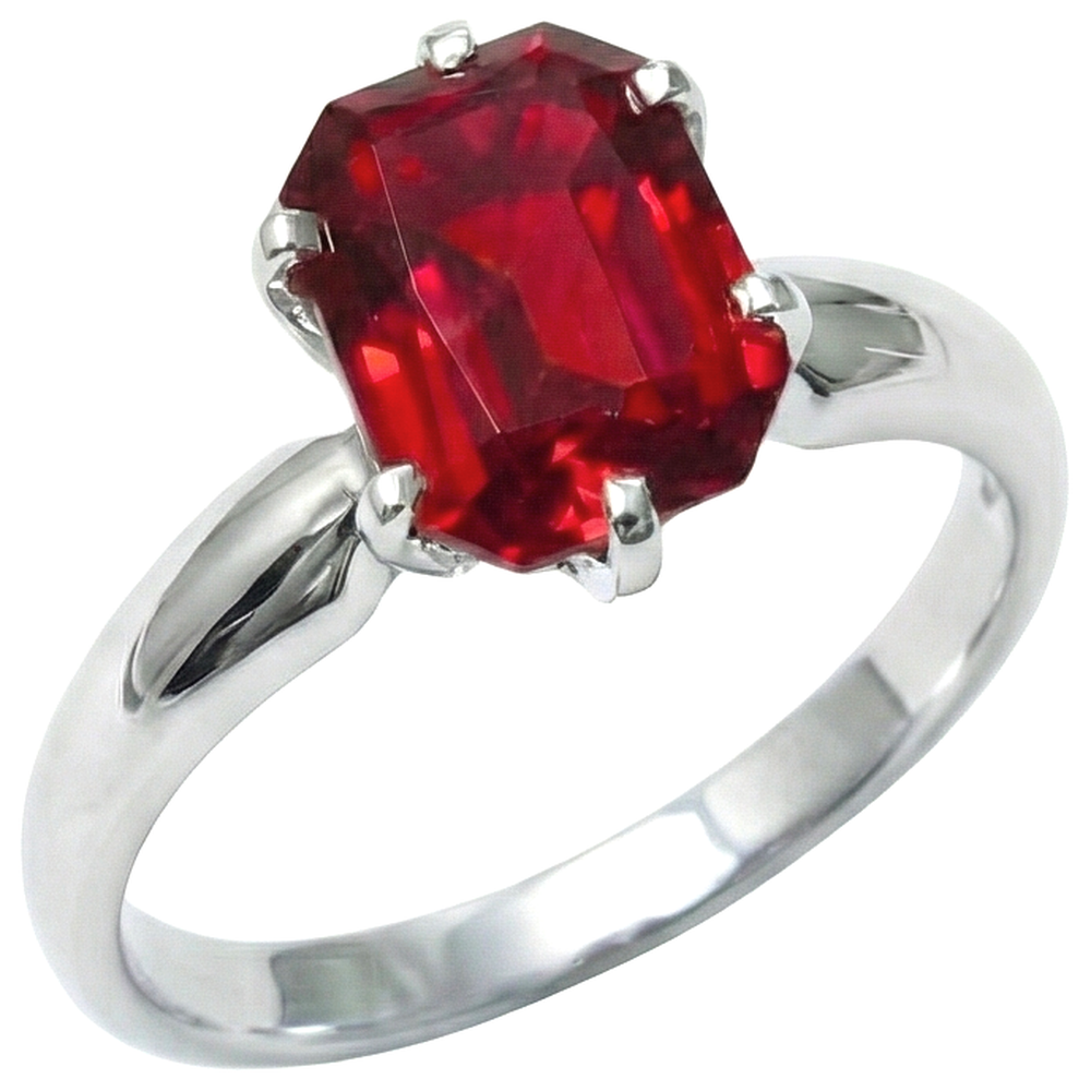 echter radiant rubin 2Karat ring Detailansicht