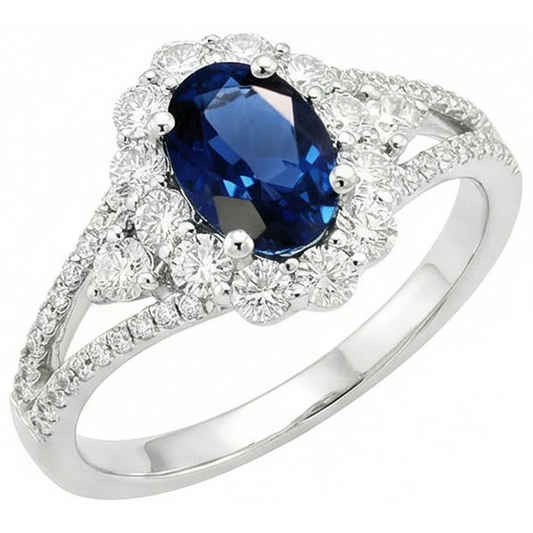 echter oval saphir 1.50Karat ring Vorderansicht