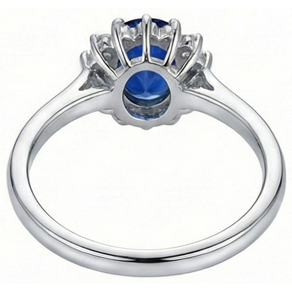 2 Kt. Ovalschliff Ceylon Saphir Und Diamant Ring Weißgold 14K