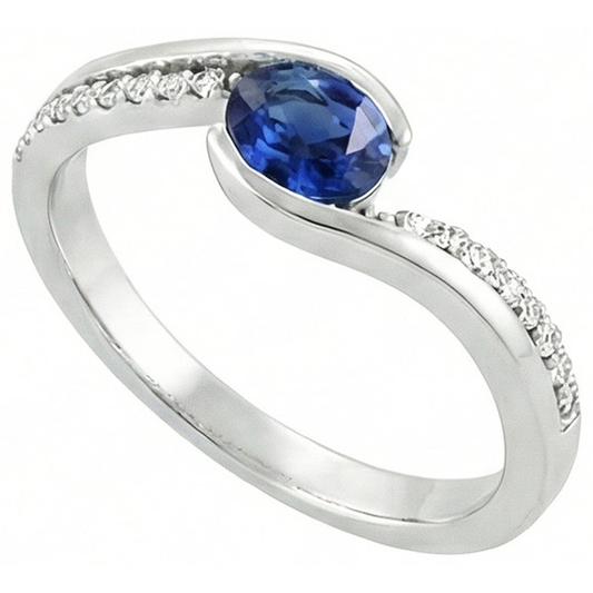 echter oval saphir 1Karat ring Vorderansicht