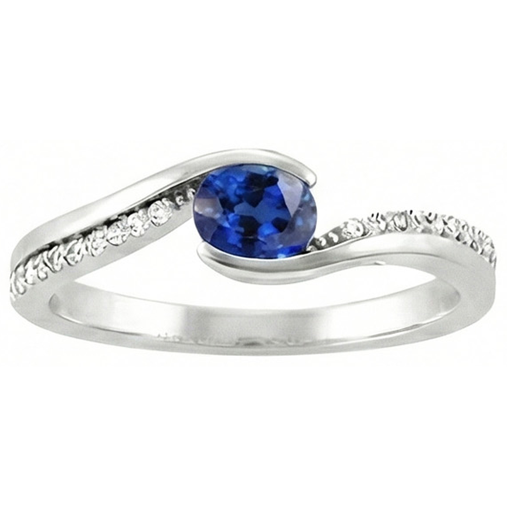 echter oval saphir 1Karat ring Seitenansicht