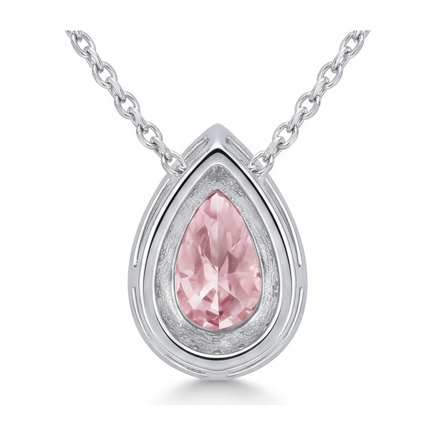 Halskette mit rosa Diamant 2 Karat im Labor gezüchtet Tropfen-Halo-Anhänger 14 Karat Weißgold