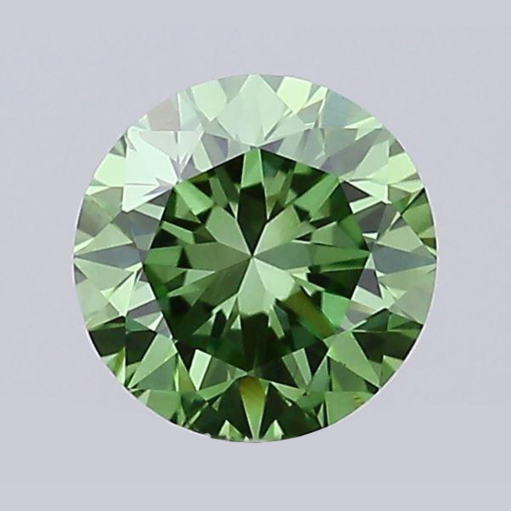 2 Karat Runder Schliff Grün Behandelter Loser Natürlicher aus der Erde Gewonnener Diamant