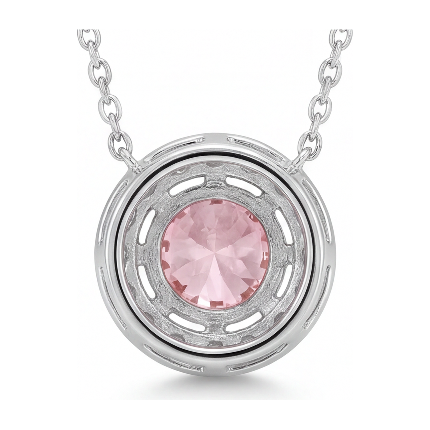 Rosa Diamant-Halskette, 2 Karat, im Labor gezüchtet, runder Halo-Anhänger, 14 Karat Weißgold