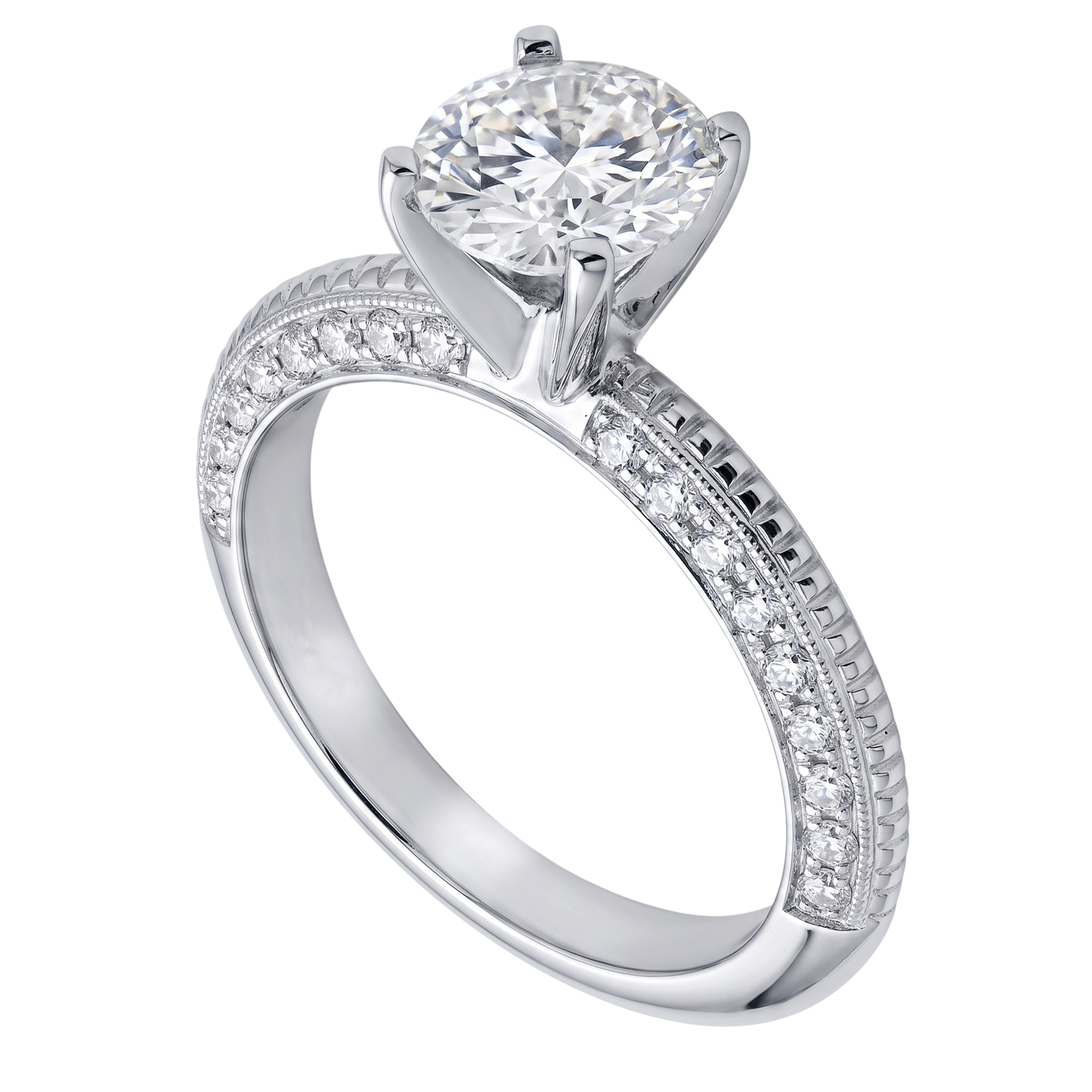 2 ct. Runder Micro Pave Natürliche Diamant-Verlobungsring Weißgold 14K