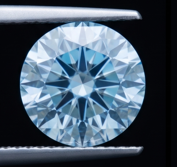 2 Karat Rundschliff Blau Verstärkter Loser Echter Diamant - view 4