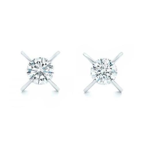 2.00 Ct Runden Brilliant Cut Echt Diamants Women Studs Earring White Gold