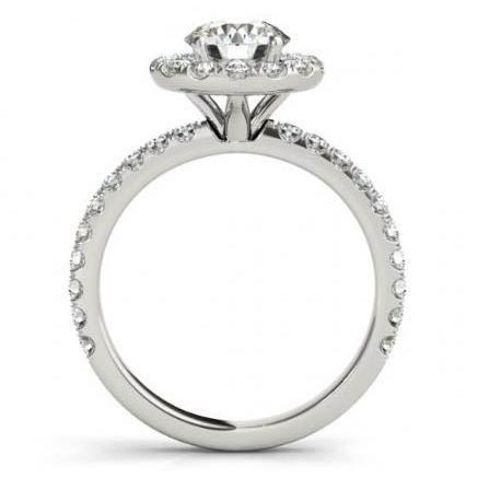 2.00 Karat Runder Echt Diamanten Halo Ring Aus Massivem Gold 14K
