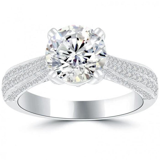 2.10 Karat Solitär Mit Akzent Echt Diamanten Verlobungsring Gold 14K