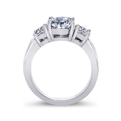 2.11 Ct. Runder Echt Diamant-Verlobungsring Im Stil Mit Drei Steinen Und Prinzessin