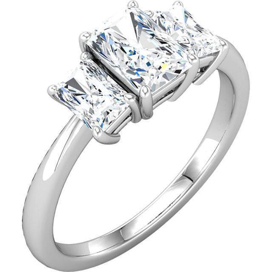 2.11 Karat Prinzessin Natürliche Diamant Drei-Steine-Ring Weißgold 14K