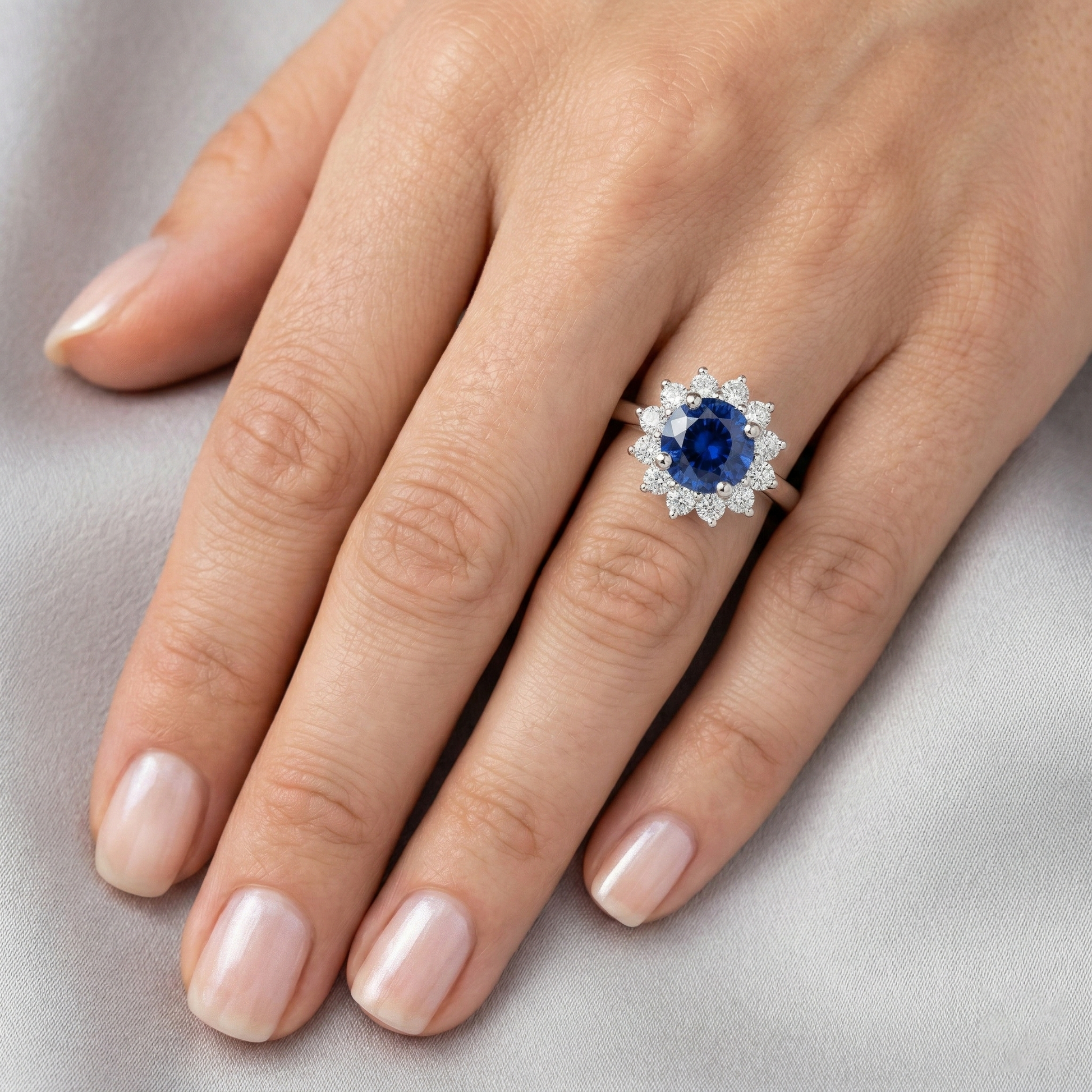 echter round diamant 2.20Karat ring auf Weiß