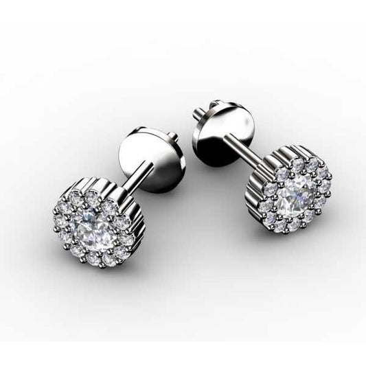 2.25 Carats Halo Ladies Runden Natürliche Diamant Stud Earrings White Gold 14K