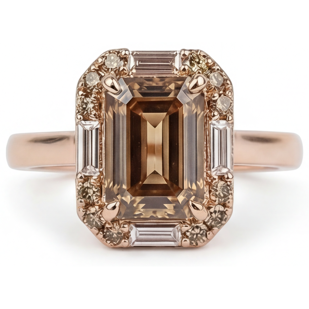 Edler Diamant Halo-Fassung Ring 2,25-Karat 14 Karat Roségold – Hauptansicht