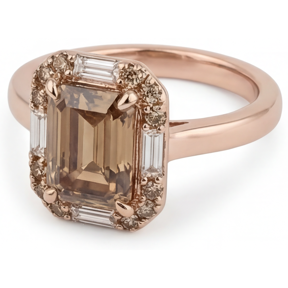 Edler Diamant Halo-Fassung Ring 2,25-Karat 14 Karat Roségold – Seitenansicht
