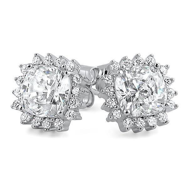 2.30 Carats Prong Set Cushion & Runden Natürliche Diamant Stud Earring White Gold 14K