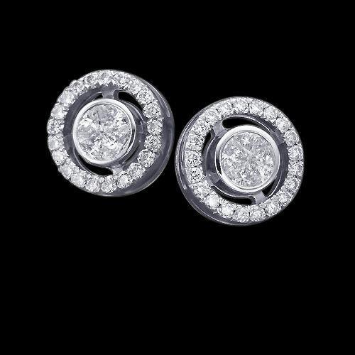 2.40 Carats Runden Halo Natürliche Diamant Studs Earring Pair White Gold