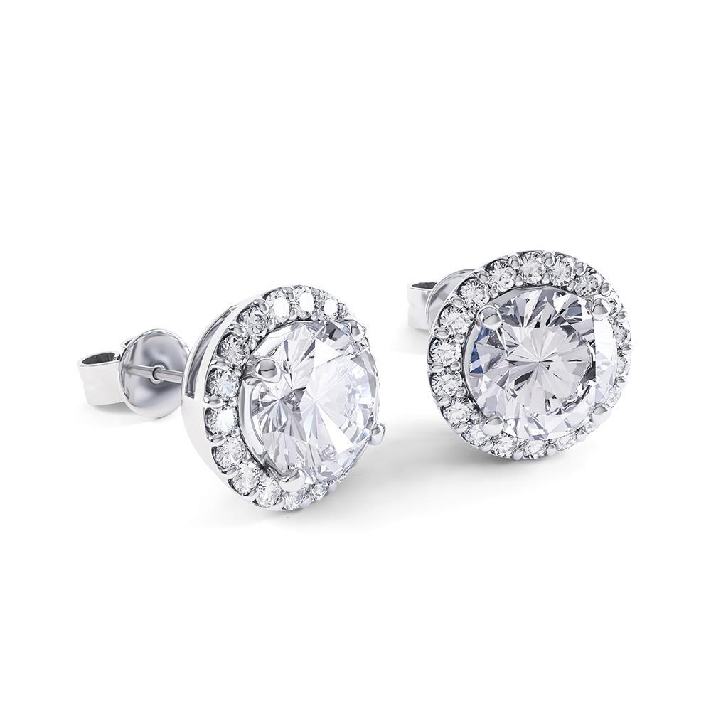 2.40 Ct Brilliant Cut Echt Diamants Women Studs Earrings Halo