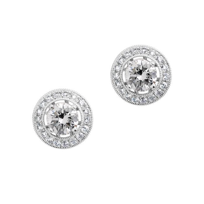 2.40 Ct Sparkling Runden Cut Halo Natürliche Diamants Stud Earrings New