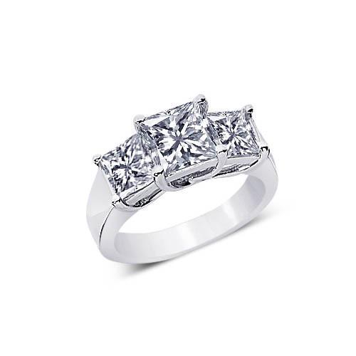 2.51 Karat 3 Stein Prinzessin Natürliche Diamanten Verlobungsring Damen Schmuck