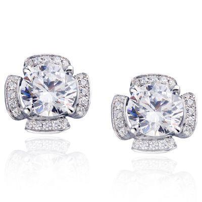 2.5 Ct. Gorgeous Runden Cut Natürliche Diamant Ladies Earring White Gold Studs Halo