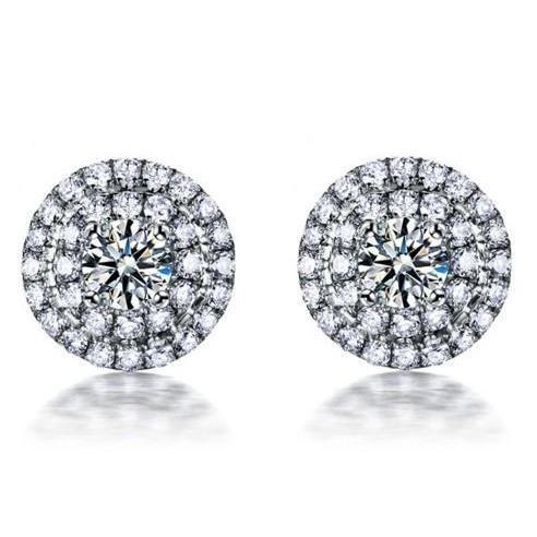 2.65 Carats Runden Brilliant Cut Natürliche Diamant Halo Women Stud Earrings